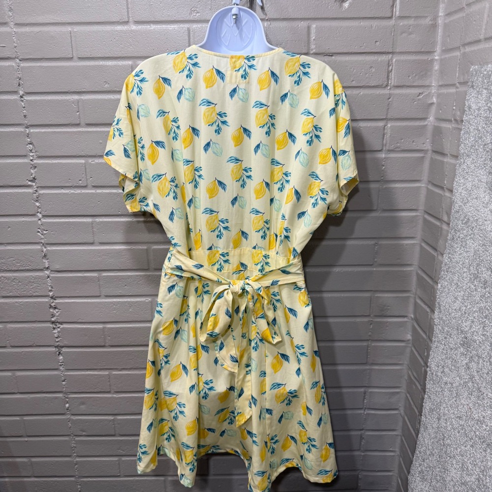 Marine Layer Camila Lemon Mini Dress Butter Yellow Button XL Hemmed Babydoll - Picture 4 of 16